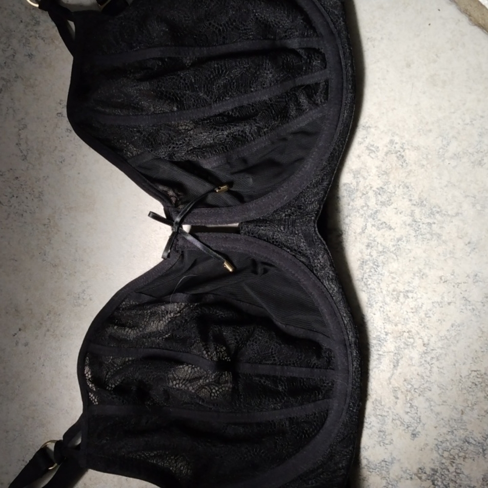 Ashley Graham | 42D Black Lace Underwire w/ Goldtone Hardware